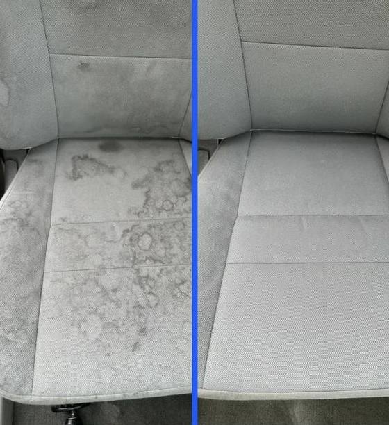Seat stains lifted: before and after